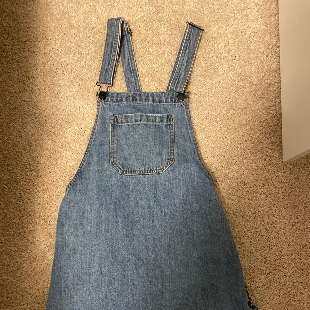 Overall dress with plaid ties
